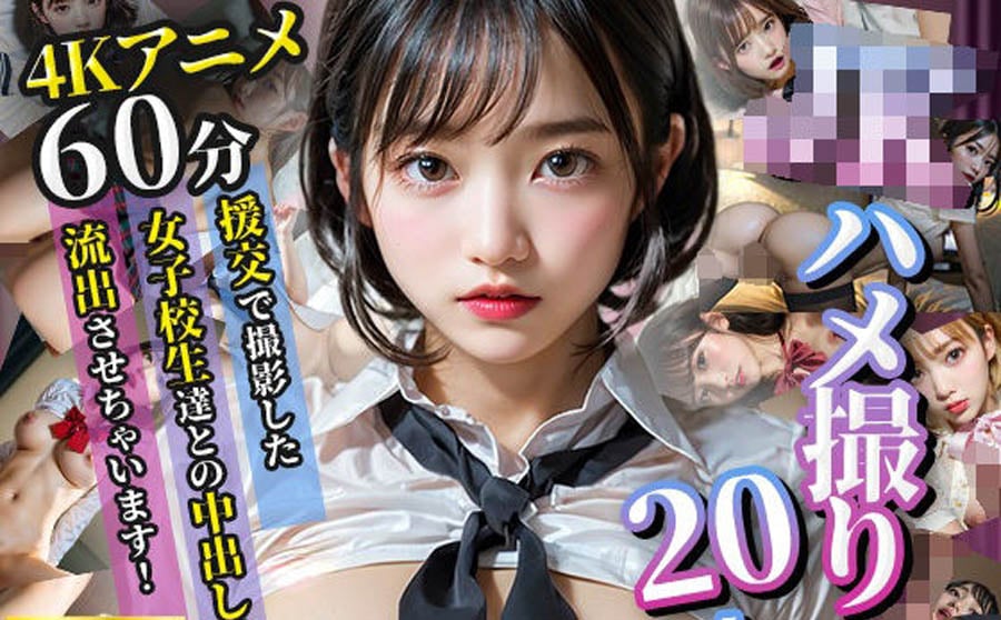 [ぬるぬるアニメ]【4K超画質アニメ】JKハメ撮り20人 援交で撮影した女子校生達との中出し動画を流出させちゃいます！