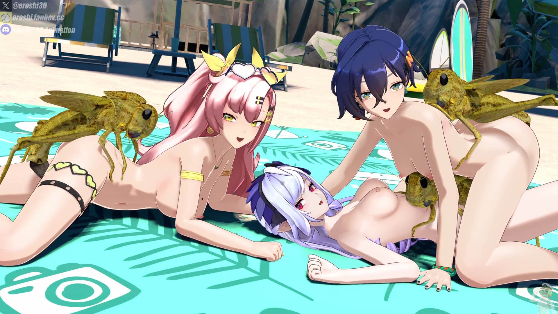 [Eroshi3D] [Video] Belle, Nicole & Vivian - Beach Party